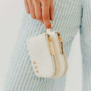 Woven Checkered Cameron Clippable Double Zip Wallet