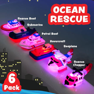 Tub Works® Ocean Rescue™ Vehicles Light Up Bath Toys, 6 Pack