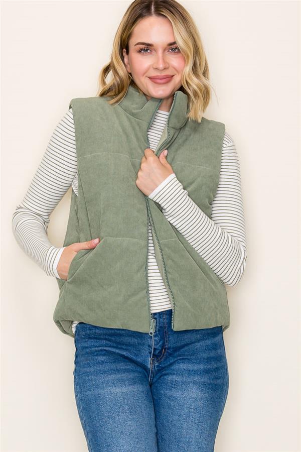 Corduroy Reversible Puffer Vest