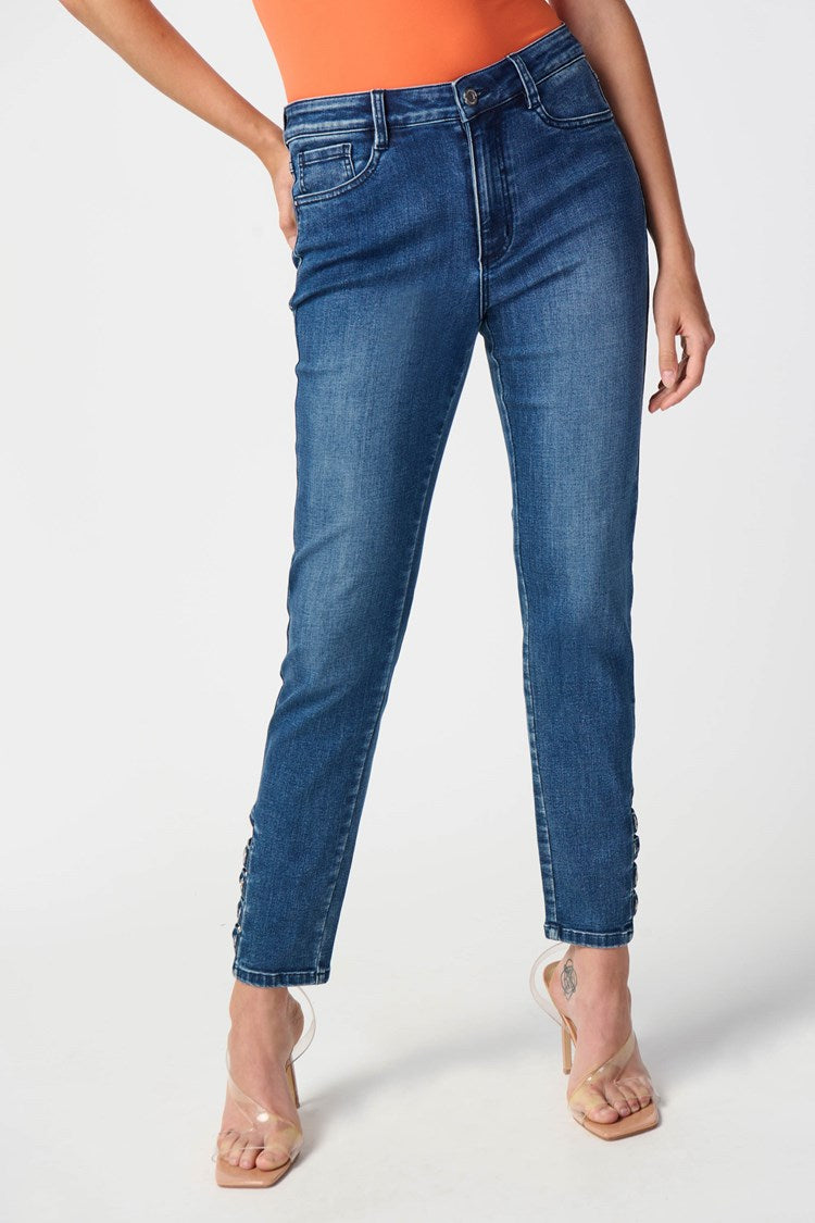 Classic Slim Jeans w/ Embellished Hem