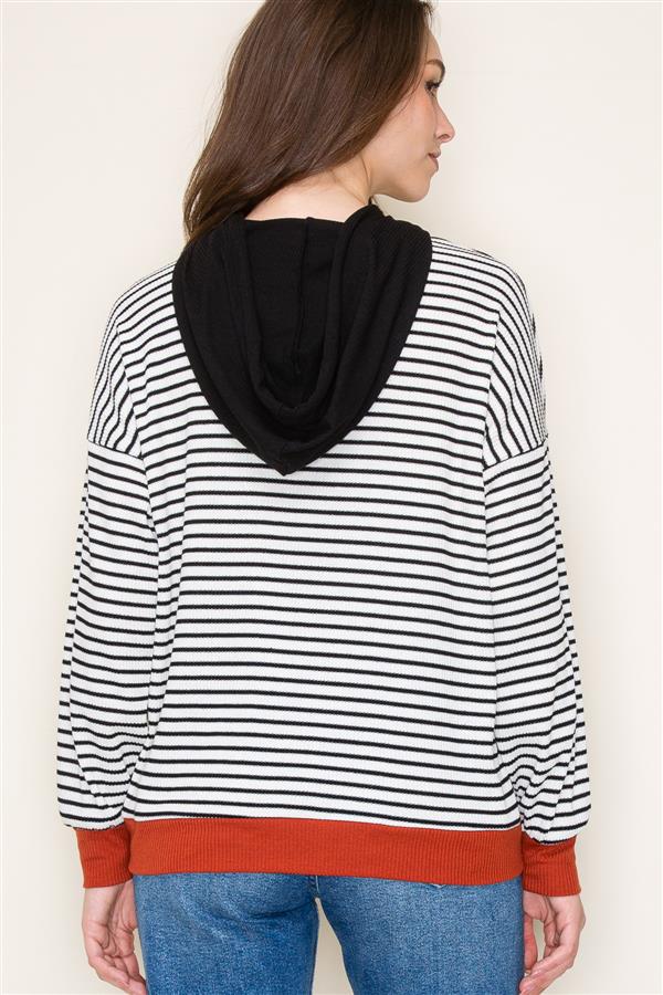 Striped Hoodie Top