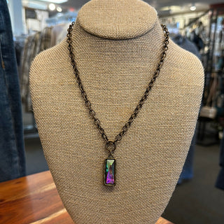 Vintage Inspired Necklace w/ Aurora Borealis Charm
