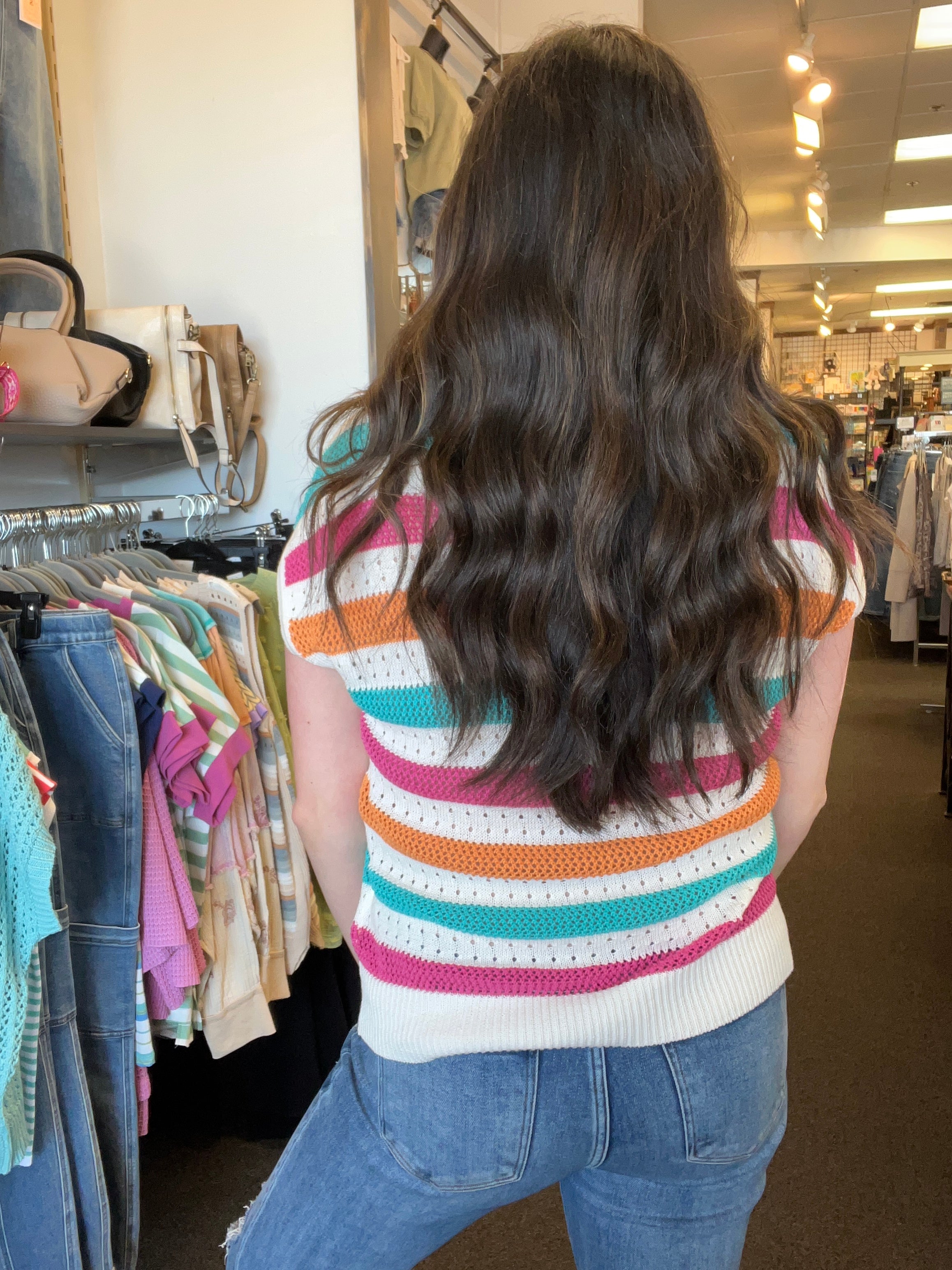 Color Block Pointelle Sweater FINAL SALE