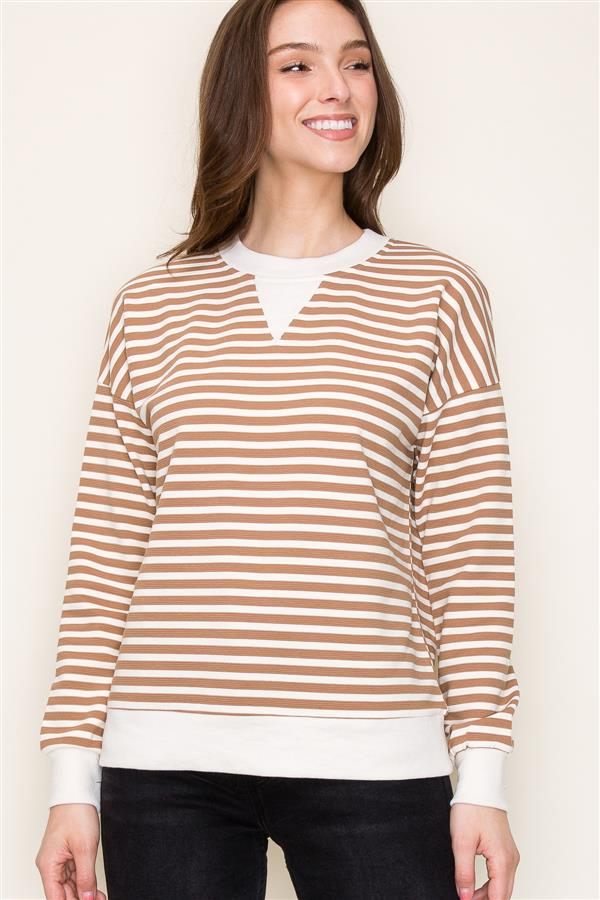 Textured Striped Pullover Top