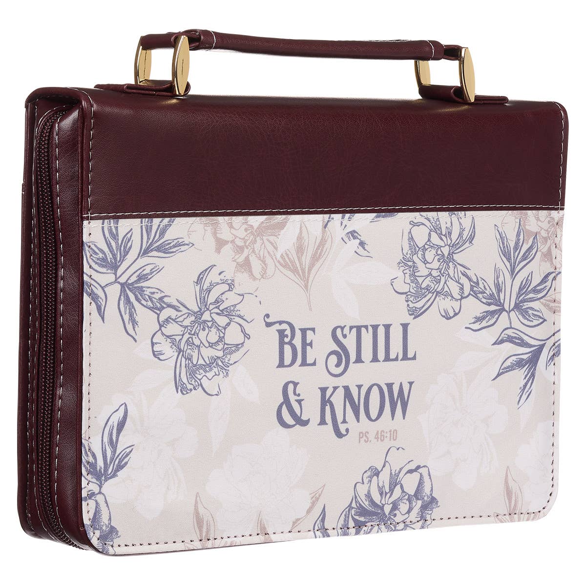 Be Still and Know Neutral Floral Faux Leather Bible Cover