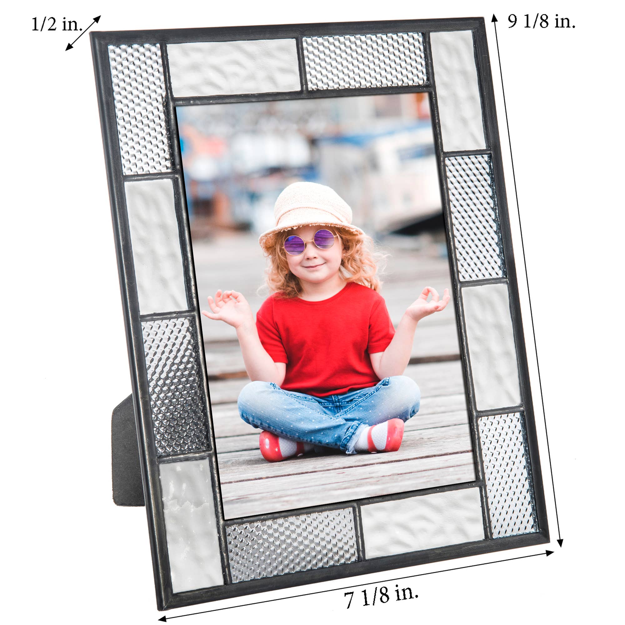 Grey and Clear Stained Glass Picture Frame 4x6 or 5x7