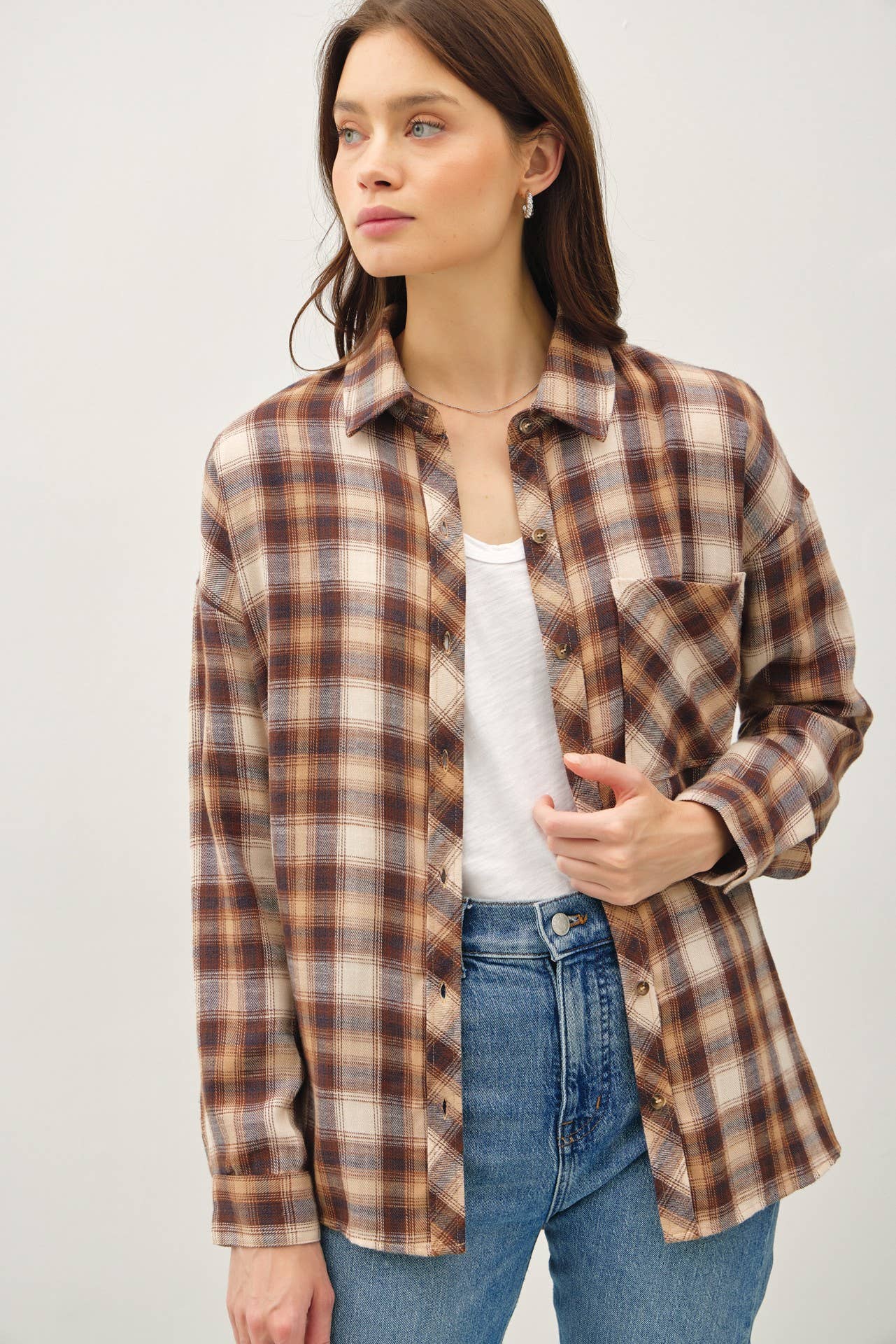 Oversized Caramel Flannel Shirt