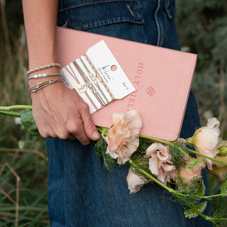 K'Lani Risen Warm Neutrals & Gold Christus Hair Tie Bracelet Set