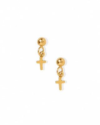 Millie Cross Gold Screwback Stud Earrings