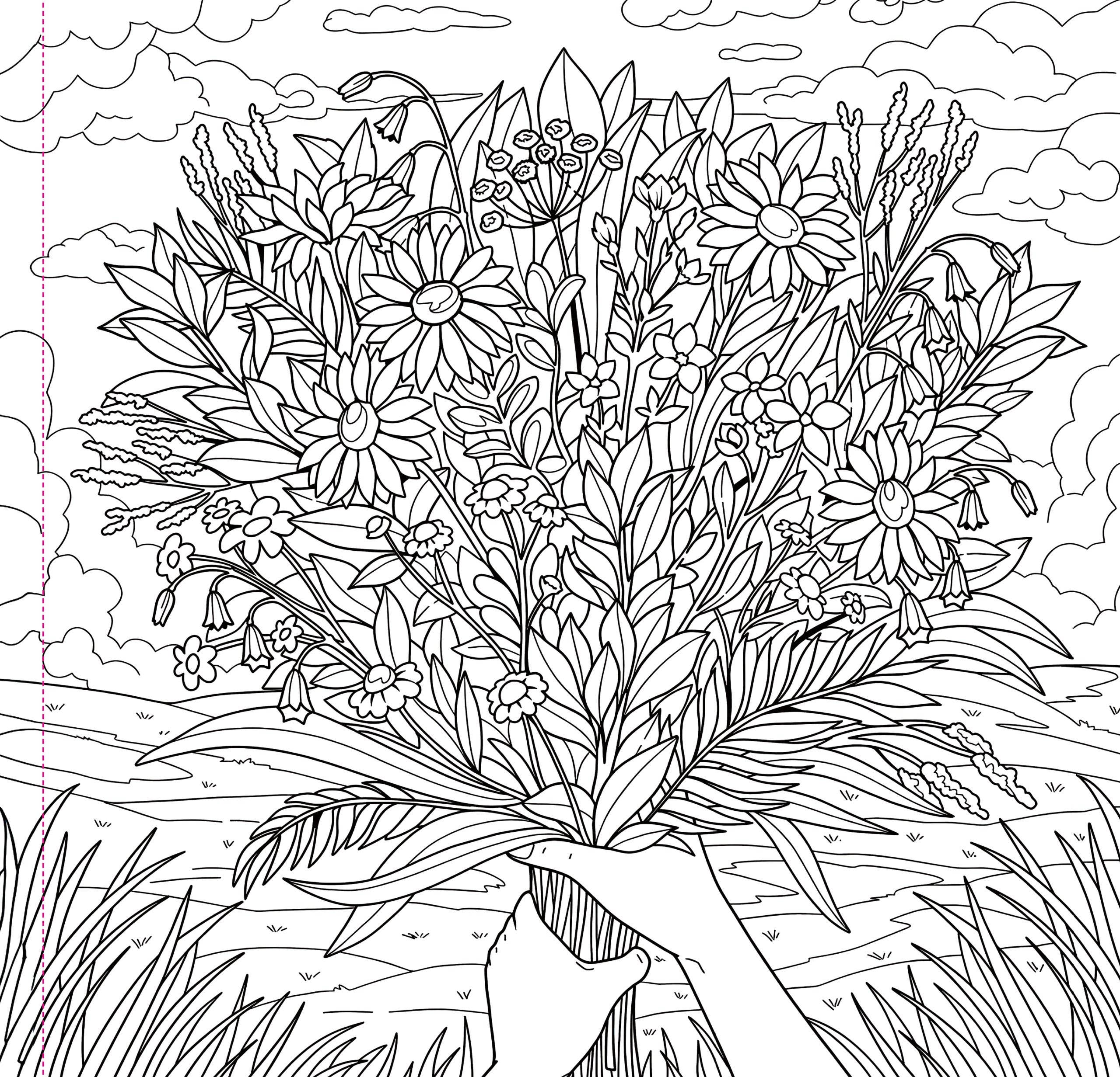 Wildflowers Adult Coloring Book