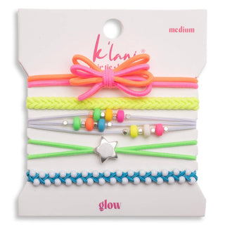 Glow Neon Hair Tie Bracelets with Silver Accents by K'lani