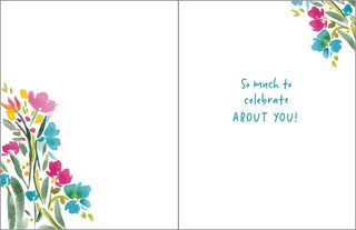 Birthday Greeting Card - Flower Corners