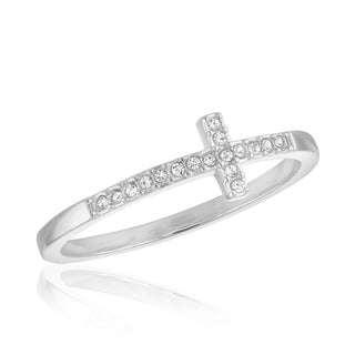 Silver CZ Cross Ring