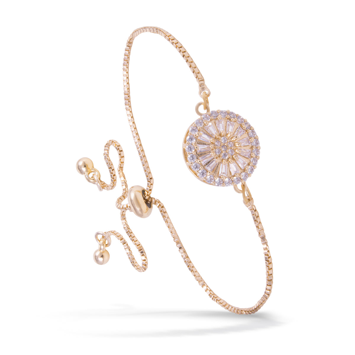 Round Disk Gold Pull-Cord Bracelet