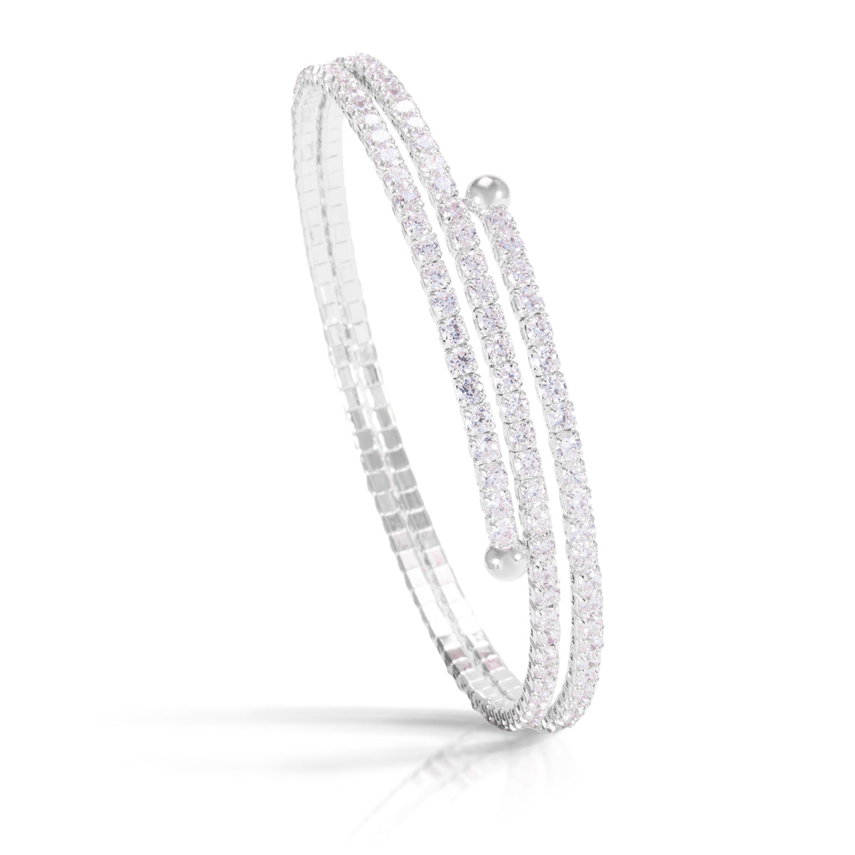 Double Spiral Rhodium Bracelet