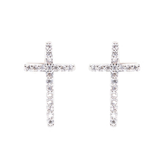 Timeless Radiance Cross Stud Earrings - Silver