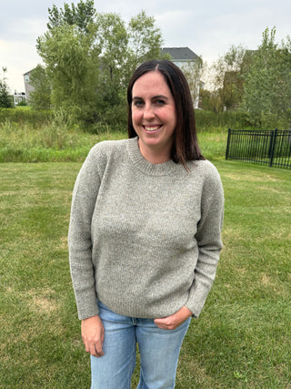 Women's Ribbed Loose Fit Crew Neck Sweater