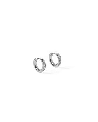 Scarlett CZ Huggie Hoop Earrings – 8mm Silver Tone