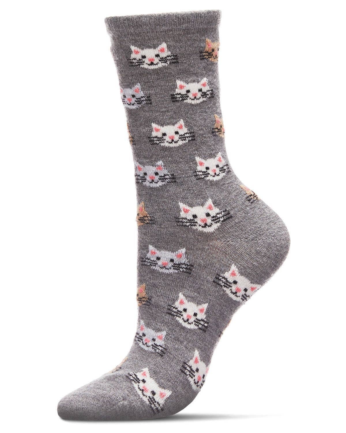 Cat Face Cashmere Women's Crew Socks