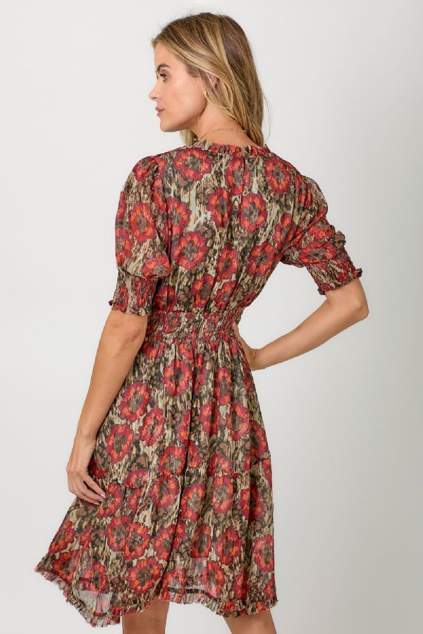 Lurex Floral Print Dress