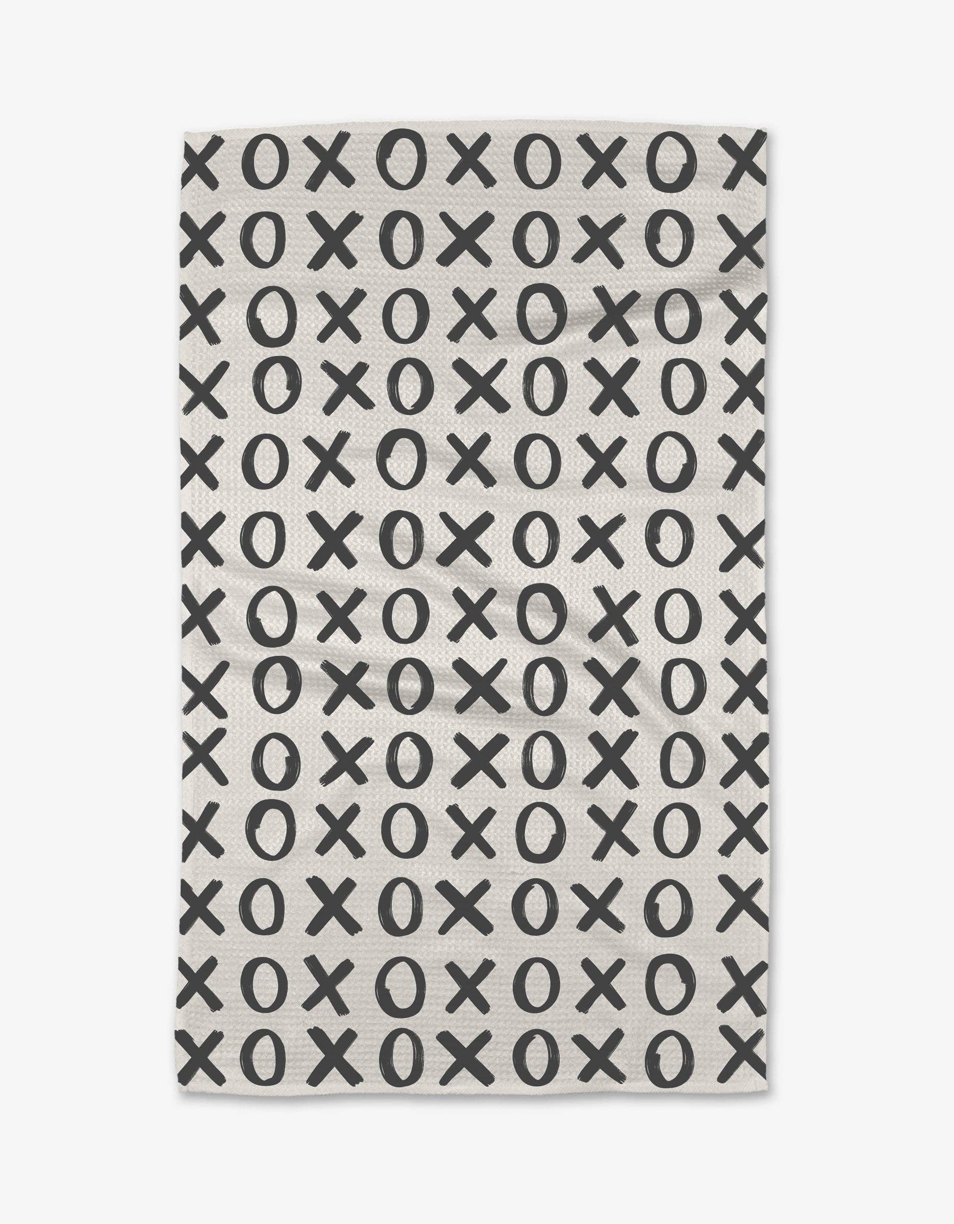 Geometry Hugs and Kisses White Tea Towel