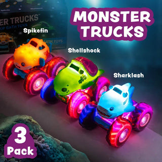 Tub Works Light-Up Monster Truck Bath Toys, 3-Pack