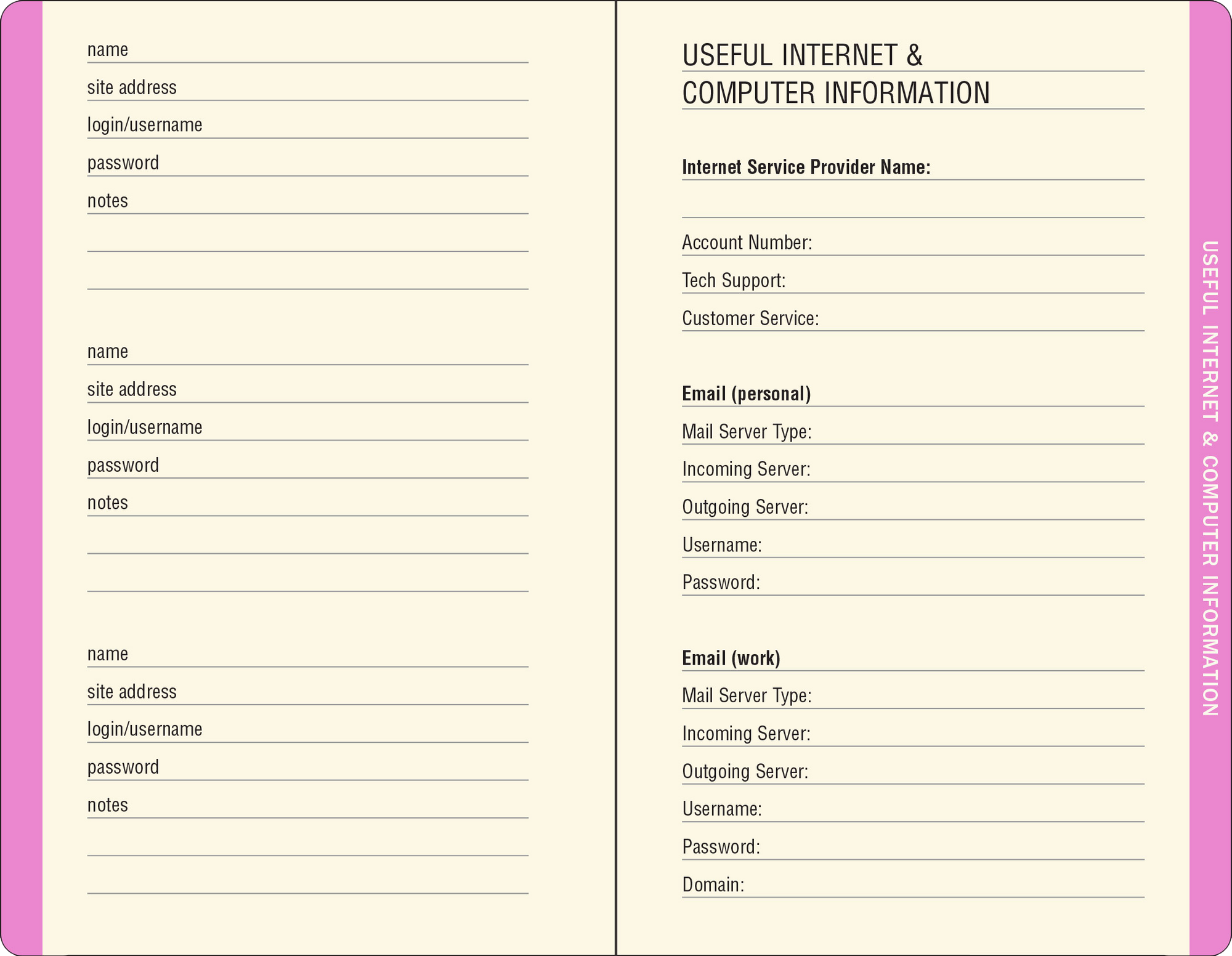 Peony Garden Internet Address & Password Logbook