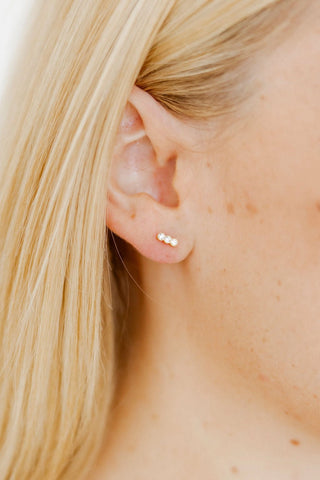 Poppy Gold Triple CZ Screwback Stud Earrings