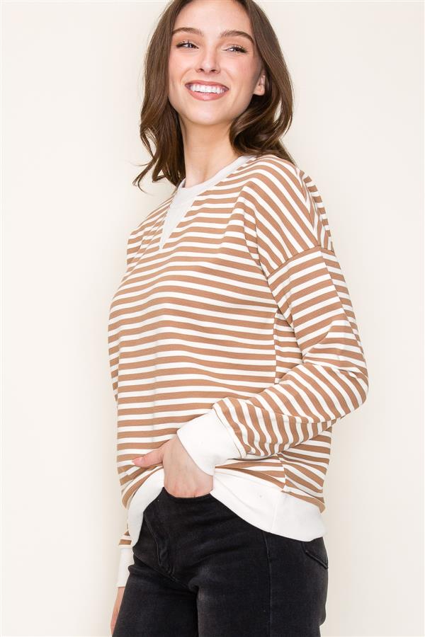 Textured Striped Pullover Top