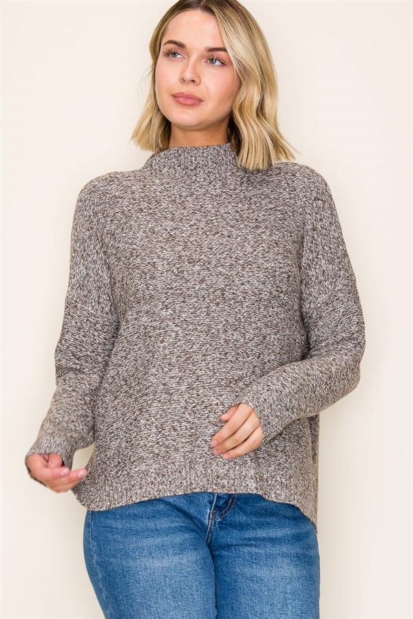 Mock Neck Boxy Pullover Sweater