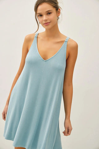 Ribbed V-Neck Knit Dress