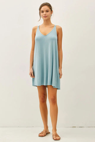 Ribbed V-Neck Knit Dress