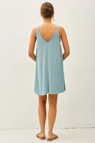 Ribbed V-Neck Knit Dress