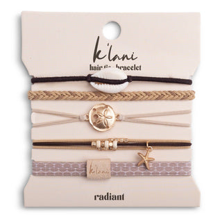 K'Lani Radiant Seashell Hair Tie Bracelet Set