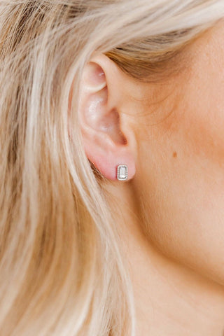 Madison Silver Rectangular Screwback Stud Earrings