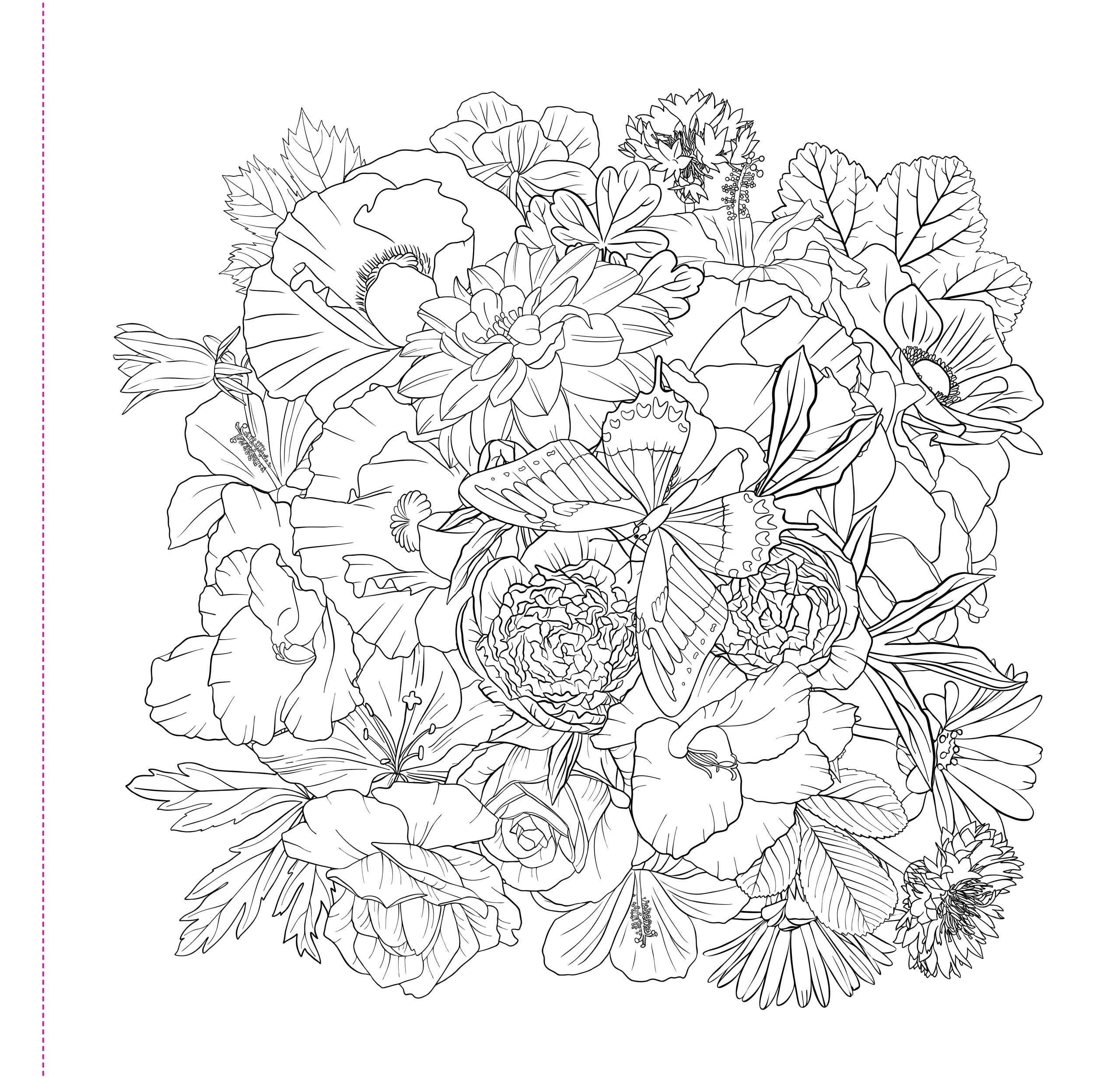 Wildflowers Adult Coloring Book