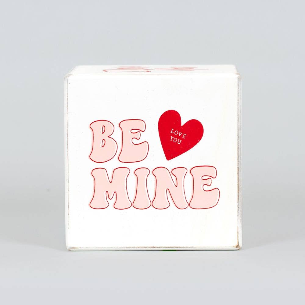 Valentine Wood Cube Decor