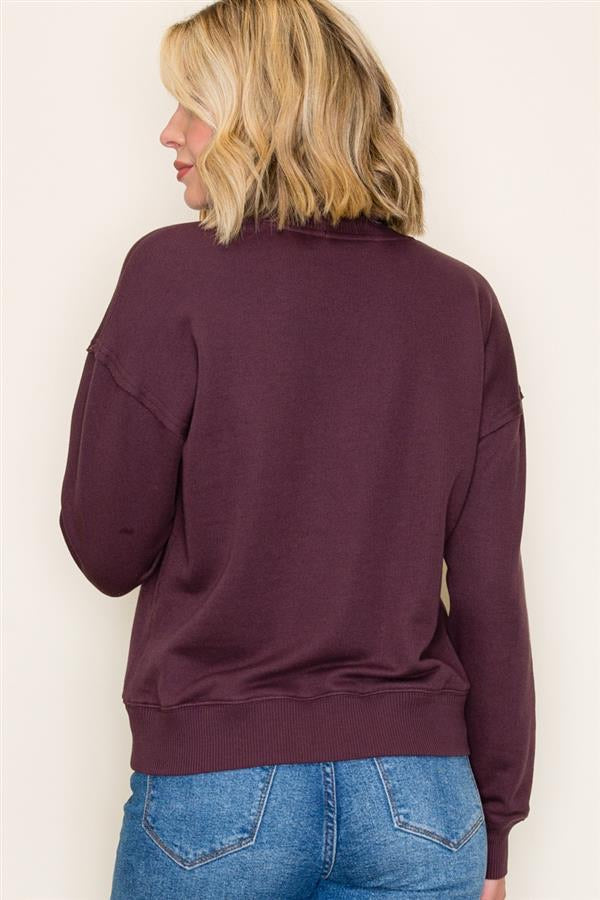 Snap Up Mock Neck Sweatshirt