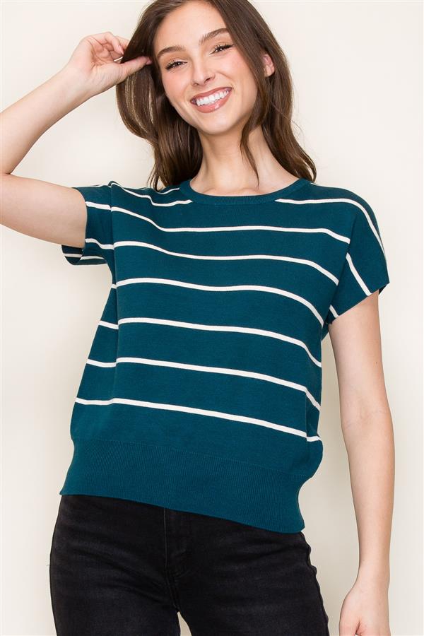 Striped Short Sleeve Sweater FINAL SALE