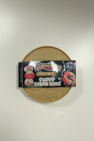 A package of Squishii Puppy Steam Bunz toy.