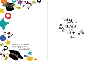 With Scripture Graduation Greeting Card - Stars & Caps