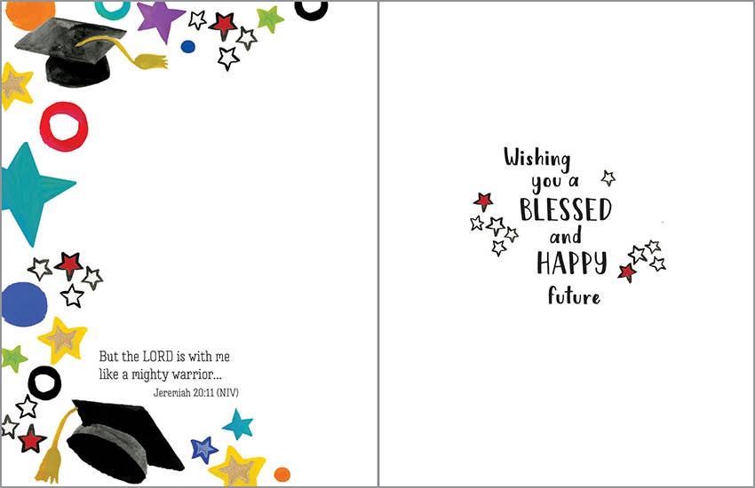 With Scripture Graduation Greeting Card - Stars & Caps