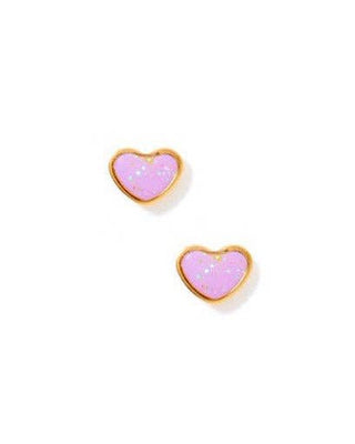 Nora Sparkle Heart Screwback Stud Earrings – 7mm Purple Enamel