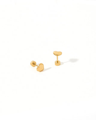 Hadley Gold Heart Screwback Stud Earrings