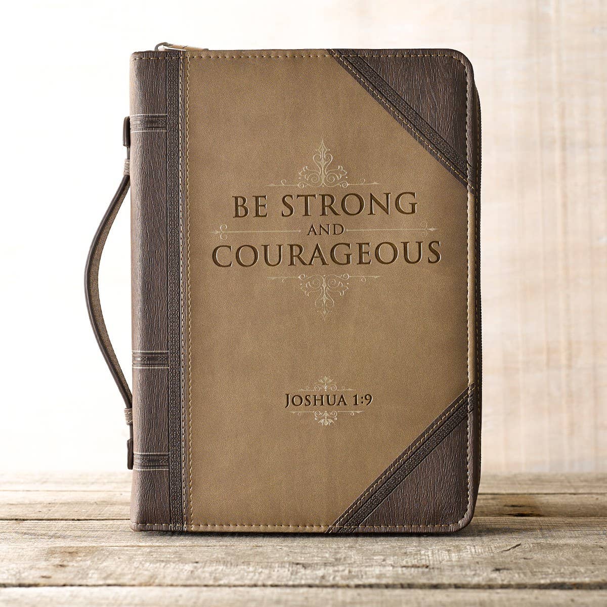 Be Strong & Courageous Portfolio Faux Leather Bible Cover