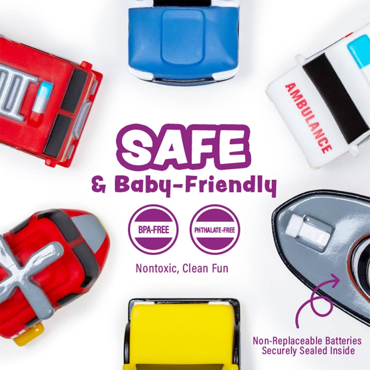 Tub Works® Emergency™ Cars Light Up Bath Toys