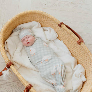 Baker Goose Print Top Knot Baby Hat