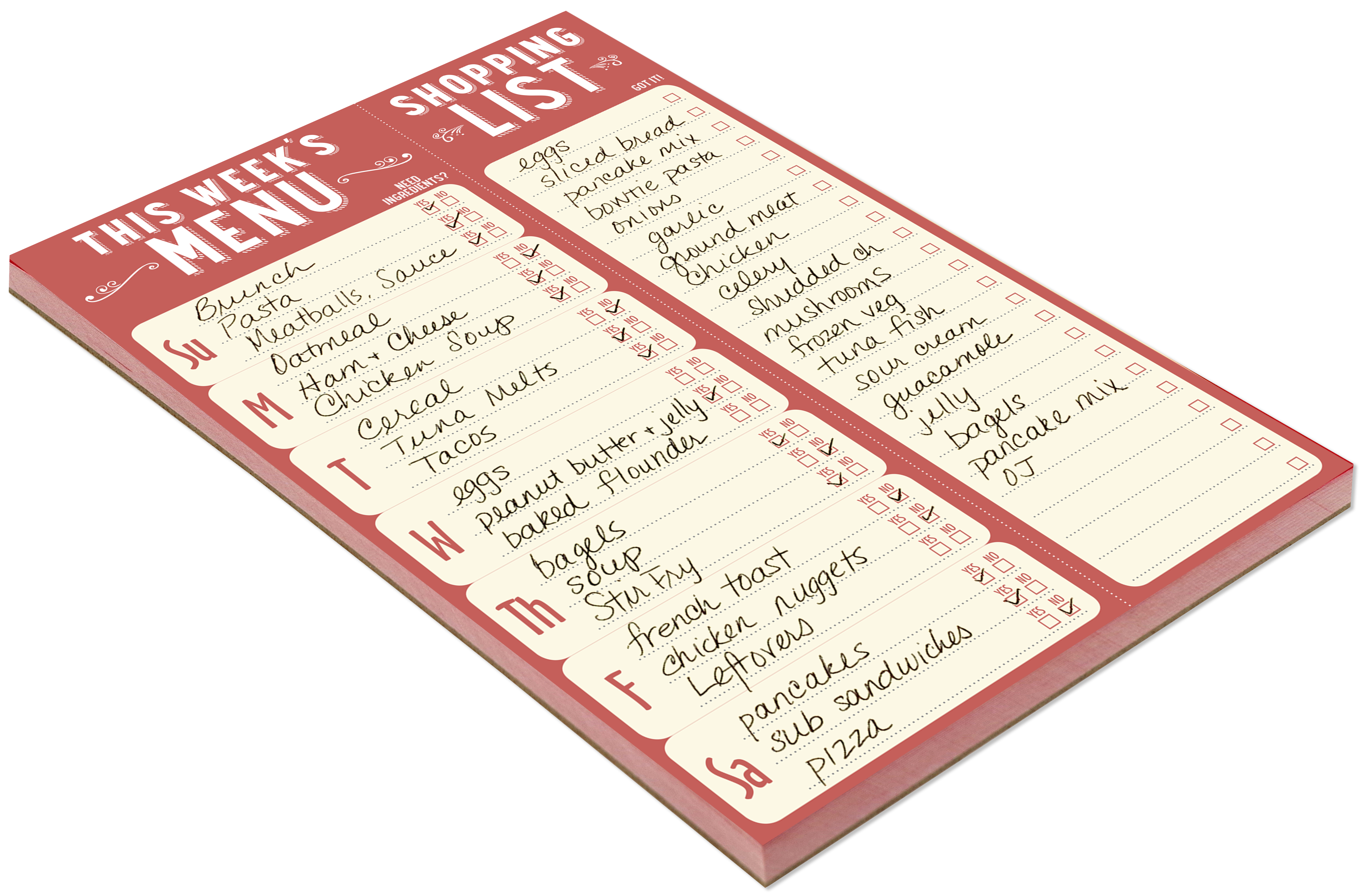 This Week's Menu Note Pad