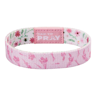 Tap To Pray® Meadows White & Pink Bible Verse Wristband