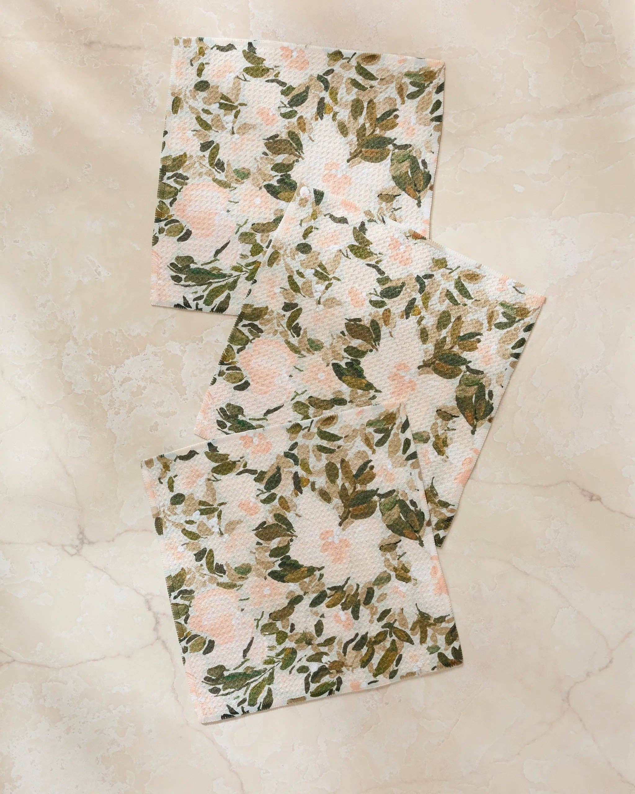 Geometry Painted Blossoms Dishcloth Set